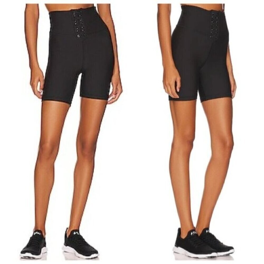 WeWoreWhat Revolve Athletic Lace Up Biker Training Short SMALL in Solid Black